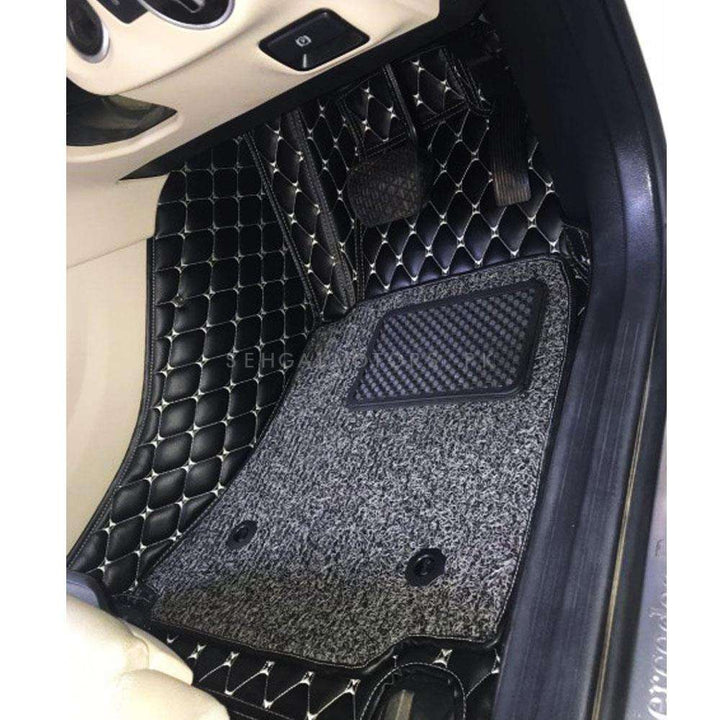 Toyota CHR 9D Floor Mats Black with Grey Grass Multi Color Thread 3 Pcs - Model 2017-2021