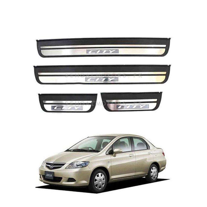 Honda City Metal LED Sill Plates / Skuff LED panels Black Chrome - Model 2006-2008