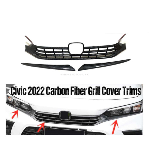 Honda Civic Front Grille Carbon Fiber - Model 2022-2024