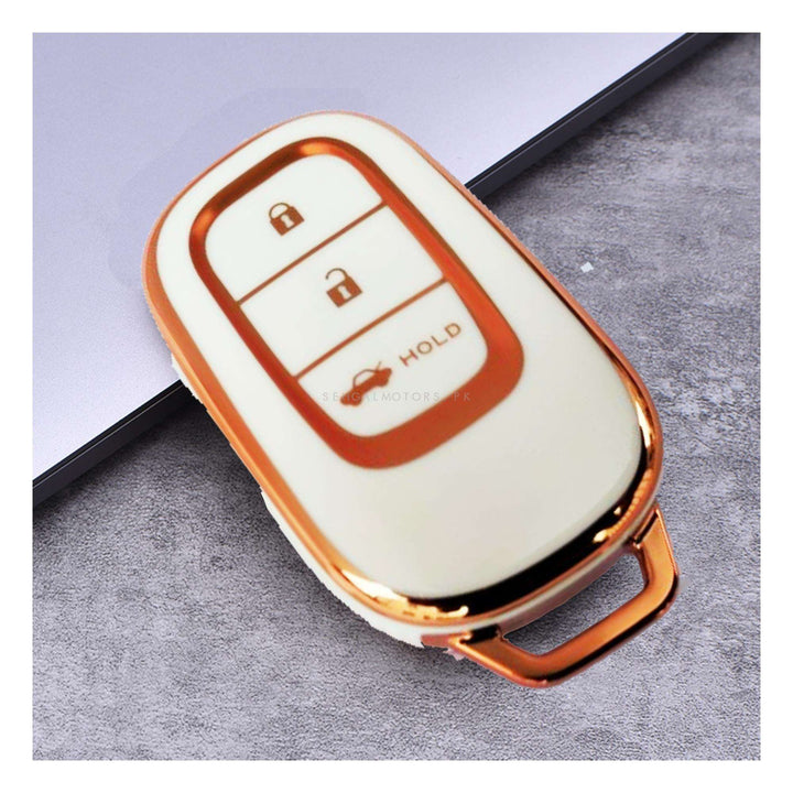 Honda Civic TPU Plastic Protection Key Cover White 3 Button - Model 2022-2024