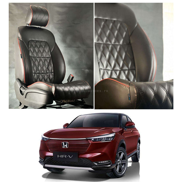 Honda HRV Diamond Cut Black Red Seat Covers - Model 2022-2023