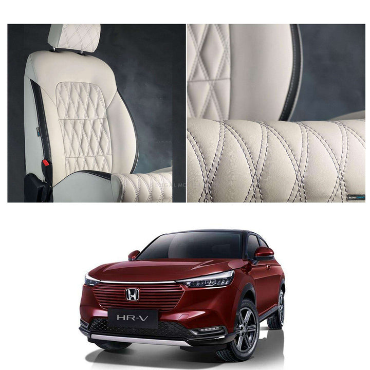 Honda HRV Diamond Cut Beige Black Seat Covers - Model 2022-2023