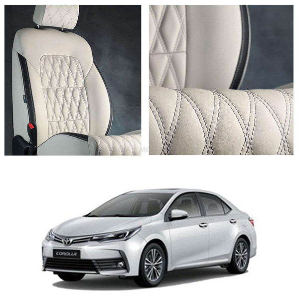 Toyota Corolla Diamond Cut Beige Black Seat Covers - Model 2014-2021