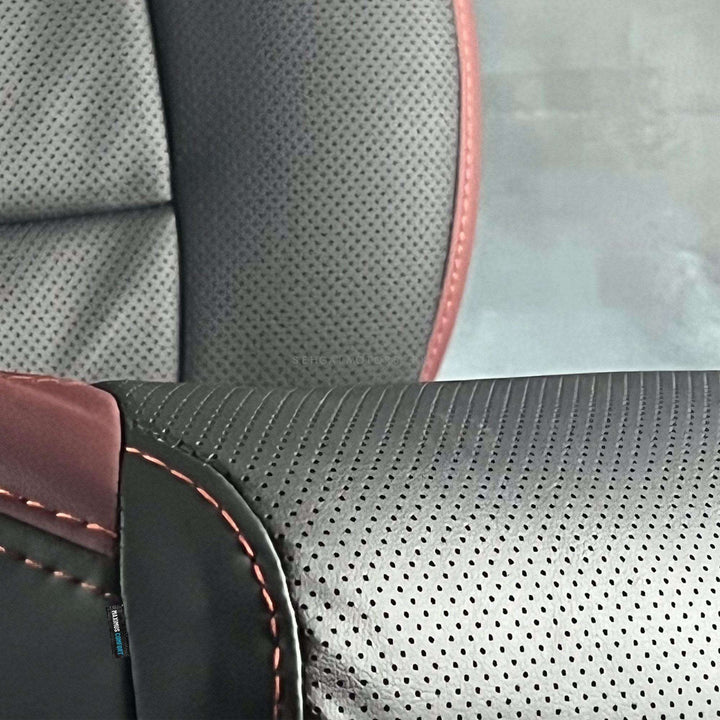 Toyota Hilux Revo/Rocco Breathable Black Red Seat Covers