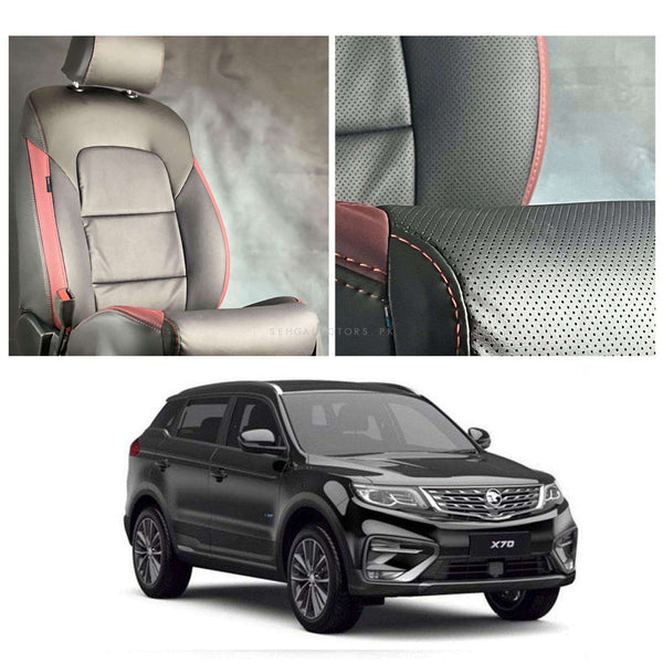 Proton X70 Breathable Black Red Seat Covers - Model 2021-2024