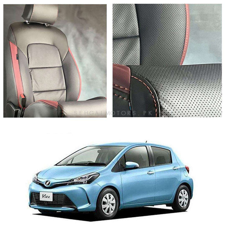 Toyota Vitz Breathable Black Red Seat Covers - Model 2014-2021