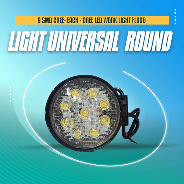 9 SMD Cree Light Universal Round - Each - Cree LED Work Light Flood Spot Light Offroad Driving LED Light Bar SehgalMotors.pk