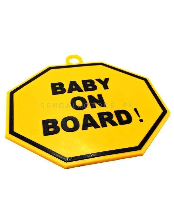 Baby On Board PVC Hanging Tag for Windshield Yellow SehgalMotors.pk