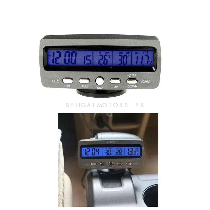 Car Electronic Dashboard Clock with Freeze-Alert, Thermometer, Voltage Meter, Clock - VST-7045V SehgalMotors.pk