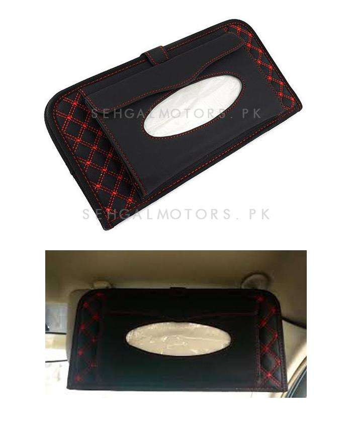 Car Sun Visor / Sunshade Tissue Holder Case Box Mix Colors Black / Red / White SehgalMotors.pk