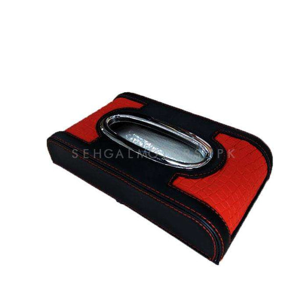Car Tissue Holder Case Box Red And Black with Red Stitch 5CM SehgalMotors.pk