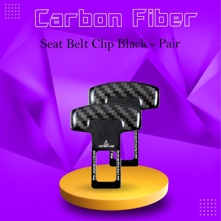Carbon Fiber Seat Belt Clip Black - Pair - Car Safety Belt Buckle Alarm Canceler Stopper SehgalMotors.pk