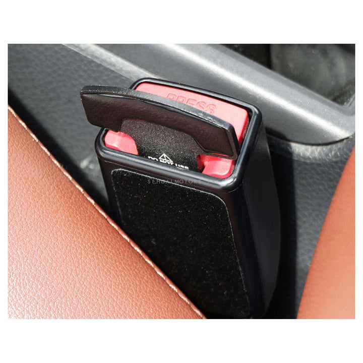 Carbon Fiber Seat Belt Clip Black - Pair - Car Safety Belt Buckle Alarm Canceler Stopper SehgalMotors.pk