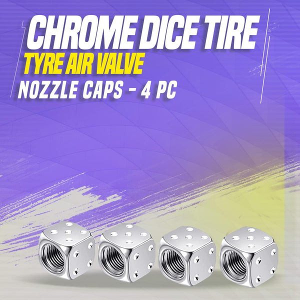 Chrome Dice Tire - Tyre Air Valve Nozzle Caps - 4 Pc SehgalMotors.pk