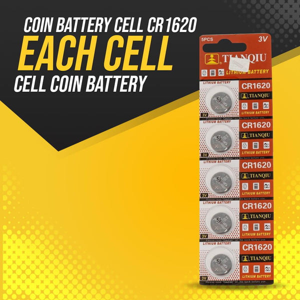 Coin Battery Cell CR1620 - Each Cell - Cell Coin Battery | Button Cell | Button Battery | Cell SehgalMotors.pk