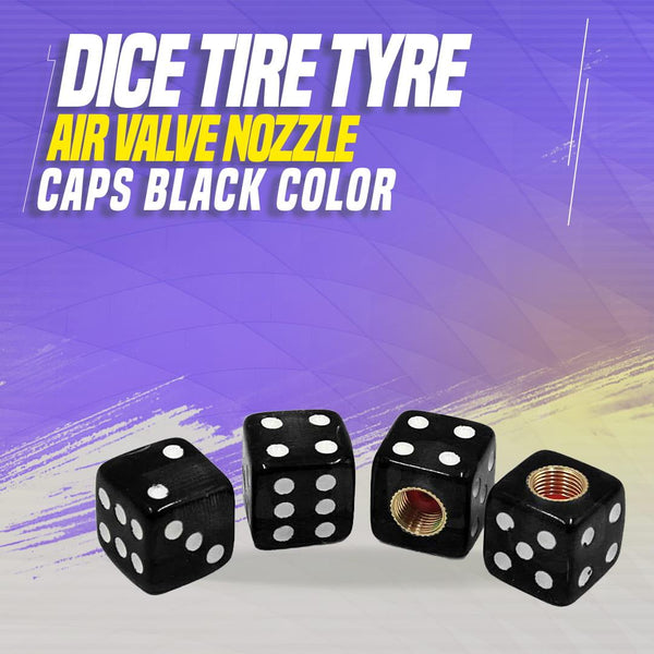 Dice Tire Tyre Air Valve Nozzle Caps Black Color - High Quality Aluminum Tyre Valve Caps | Wheel Tire Covered Protector Dust Cover SehgalMotors.pk