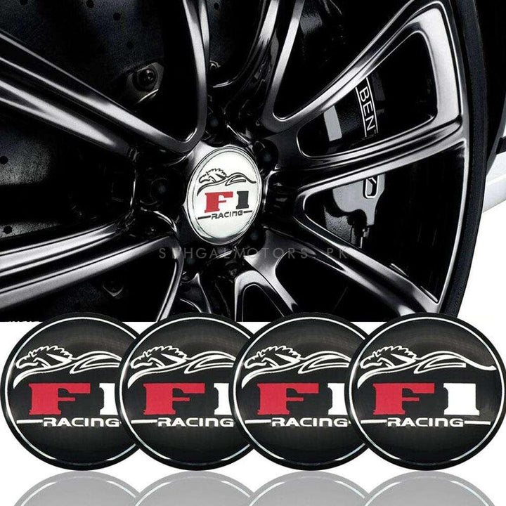 F1 Racing Wheel Cap Logo - 4 Pieces - Center Hub Badge SehgalMotors.pk