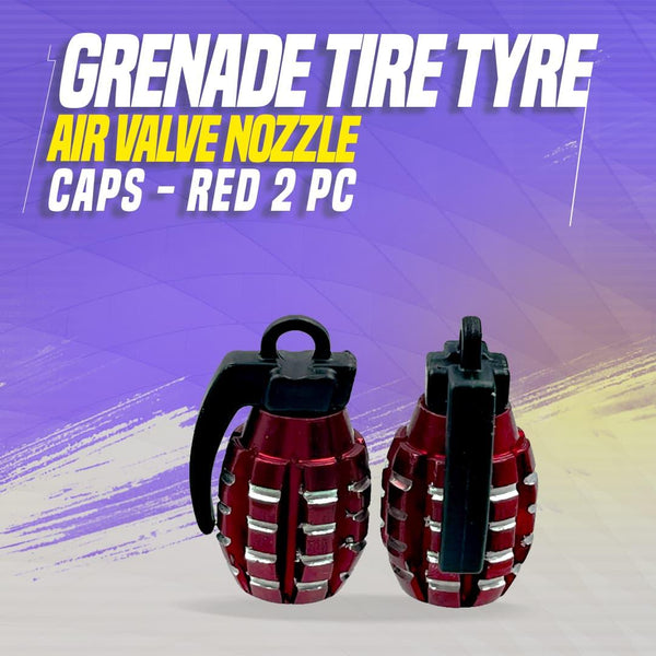 Grenade Tire Tyre Air Valve Nozzle Caps - Golden 2 PC - High Quality Aluminum Tyre Valve Caps | Wheel Tire Covered Protector Dust Cover SehgalMotors.pk