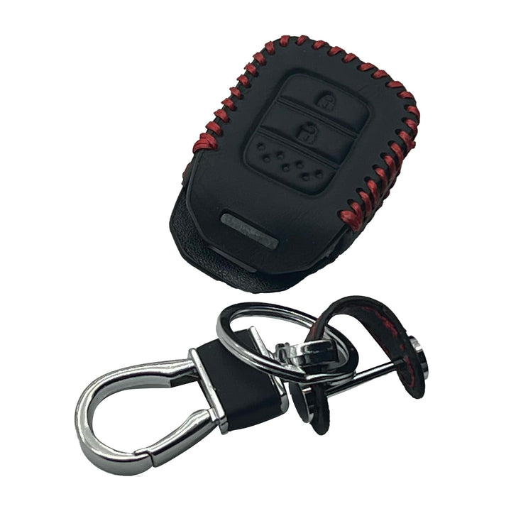 Honda BRV Leather Key Cover 2 Button with Key Chain Ring Black - Model 2017-2019 SehgalMotors.pk