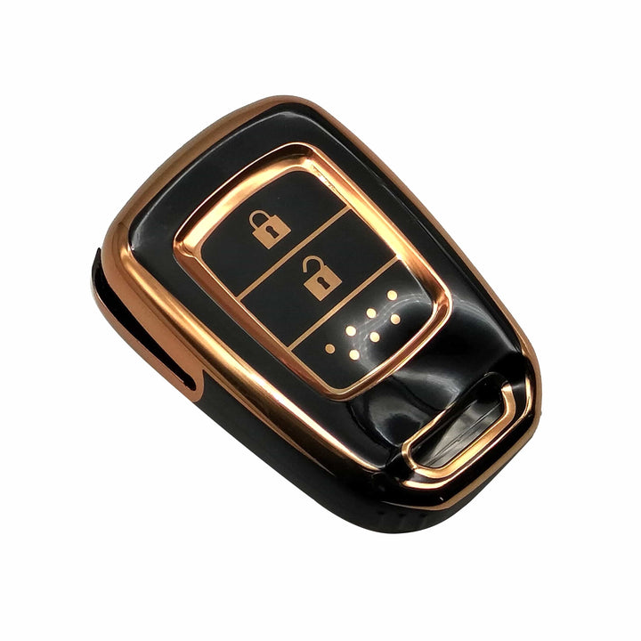 Honda BRV TPU Plastic Protection Key Cover Black With Golden 2 Buttons - Model 2017-2022 SehgalMotors.pk