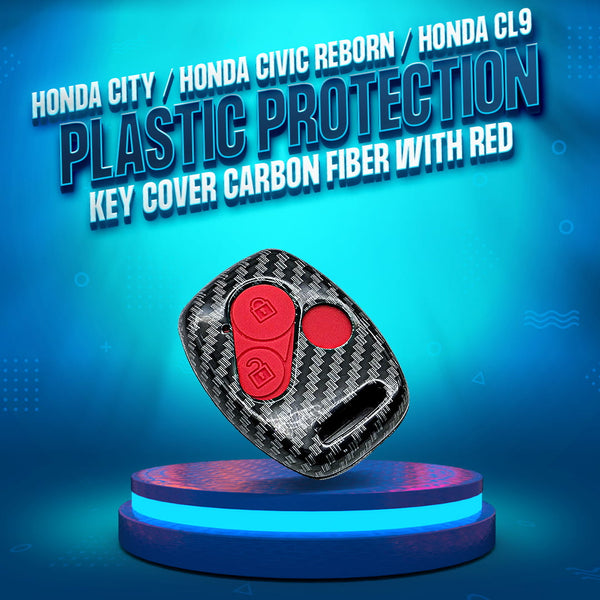 Honda City / Honda Civic Reborn / Honda CL9 Plastic Protection Key Cover Carbon Fiber With Red PVC 2 Buttons SehgalMotors.pk