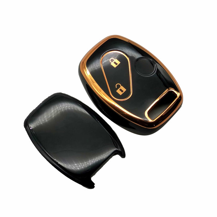 Honda City / Honda Civic Reborn / Honda CL9 TPU Plastic Protection Key Cover  Black With Golden 2 Buttons SehgalMotors.pk