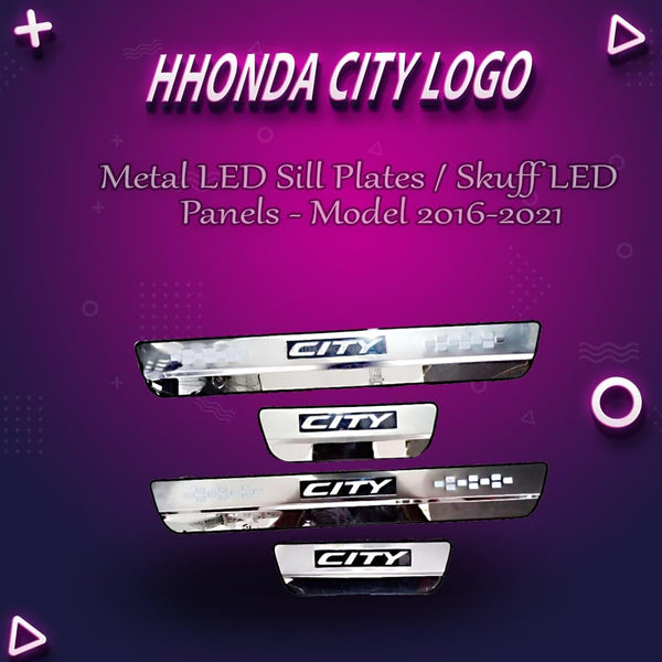 Honda City Metal LED Sill Plates / Skuff LED panels - Model 2016-2021 SehgalMotors.pk