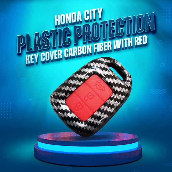 Honda City Plastic Protection Key Cover Carbon Fiber With Red PVC - Model 2021-2022 SehgalMotors.pk