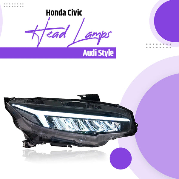 Honda Civic Head Lamps Audi Style - Model 2016-2022 SehgalMotors.pk