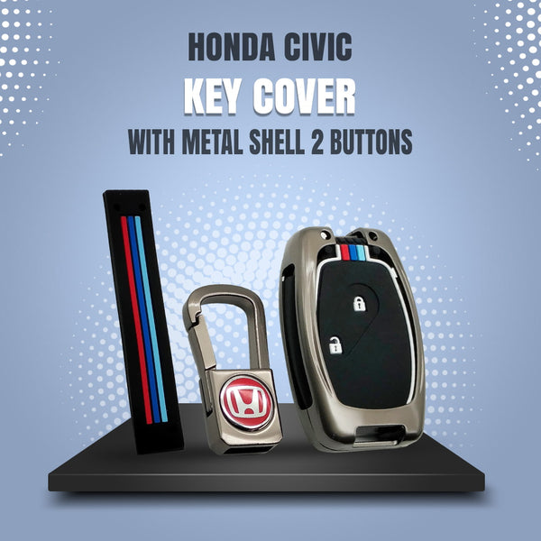 Honda Civic Key Cover With Metal Shell 2 Buttons - Model 2006-2012 SehgalMotors.pk