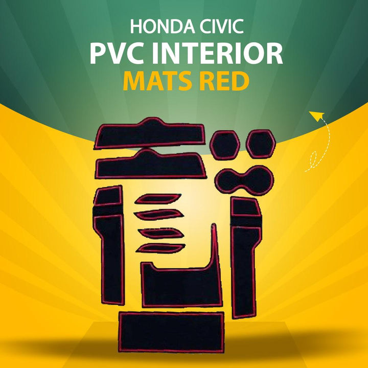 Honda Civic PVC Interior Mats Red - Model 2016-2021 SehgalMotors.pk