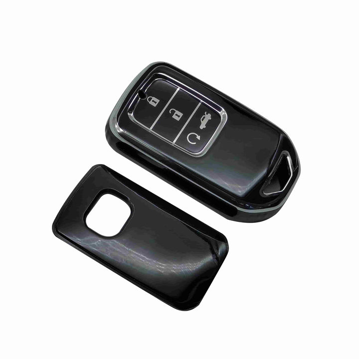 Honda Civic TPU Plastic Protection Key Cover Black With Chrome 4 Buttons - Model 2016-2021 SehgalMotors.pk