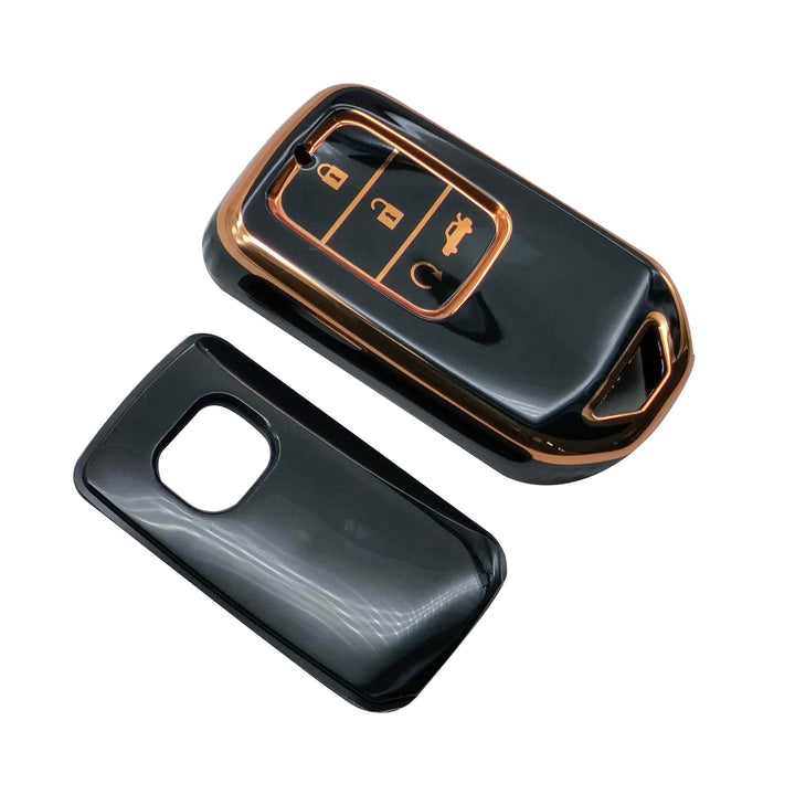Honda Civic TPU Plastic Protection Key Cover Black With Golden 4 Buttons - Model 2016-2021 SehgalMotors.pk