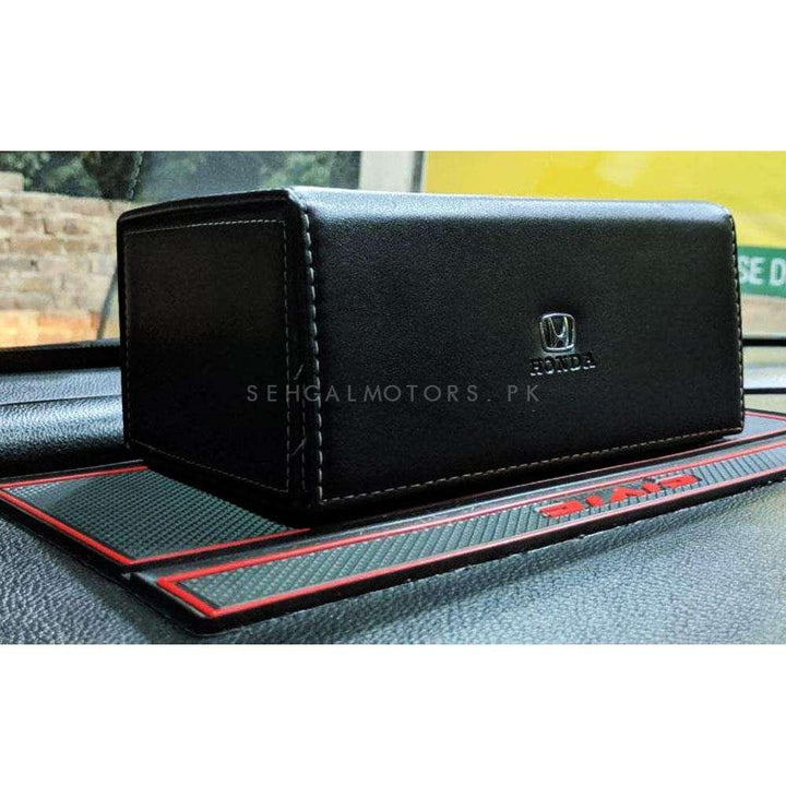 Honda Leather Car Tissue Holder Case Box 9CM Black SehgalMotors.pk