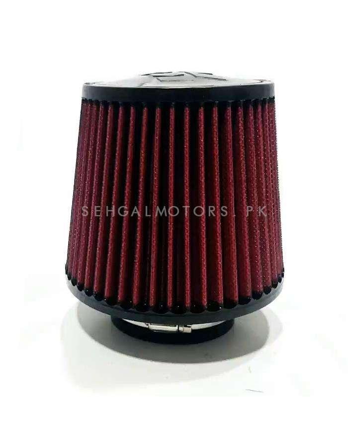 K&N Universal Cold Air Intake Filter - Red -  Universal Car Air Filter Vehicle Induction High Power Mesh | Auto Cold Air Hood Intake SehgalMotors.pk