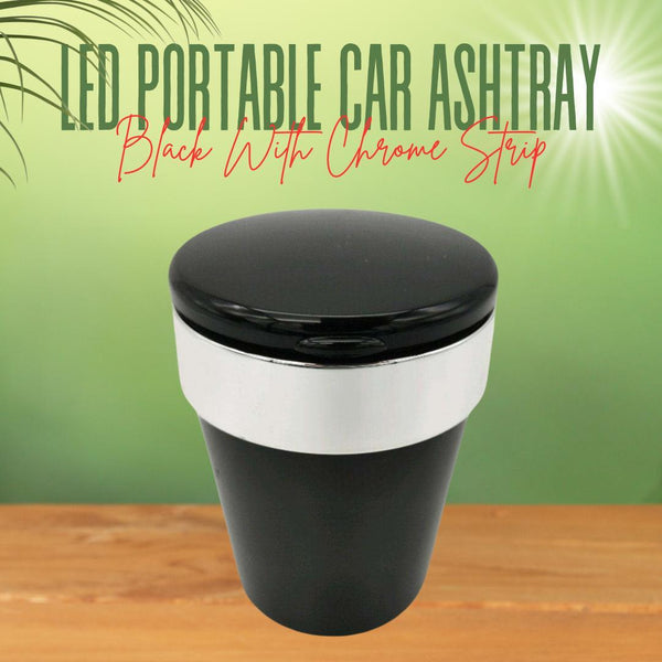 LED Portable Car Ashtray Black With Chrome Strip SehgalMotors.pk