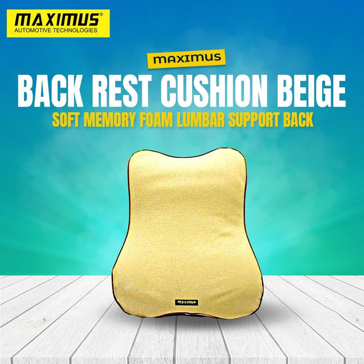 Maximus Back Rest Cushion Beige Soft Memory Foam Lumbar Support Back Massager Waist SehgalMotors.pk