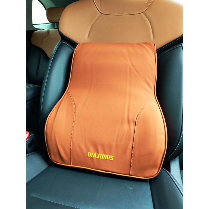 Maximus Leather Back Rest Cushion Brown Posture Therapy Lumber SehgalMotors.pk
