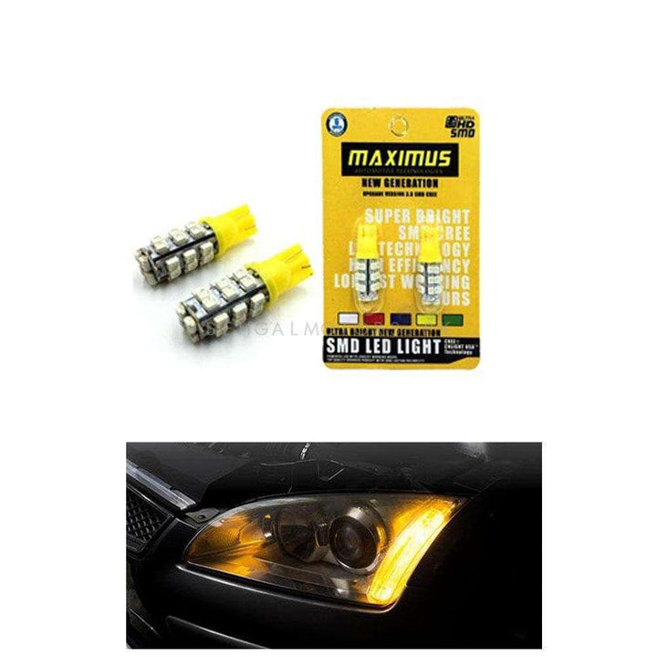 Maximus SMD 28 Parking Light Yellow - Pair - Led Light Bulb For Parking | SMD Car Exterior Parking Lamps Parking Lights Car Accessories SehgalMotors.pk