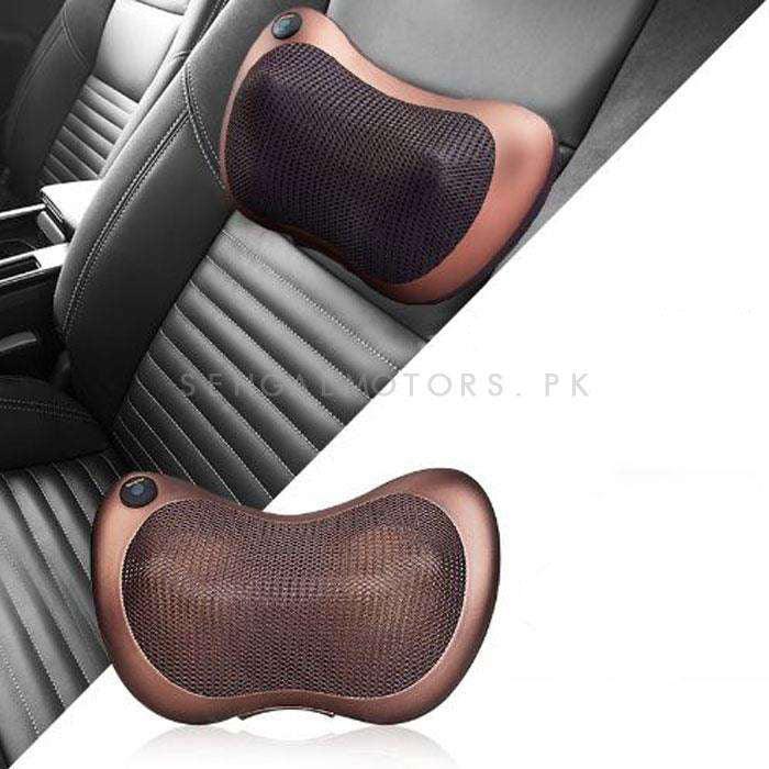 Medicated Neck Massager Pillow - Electric Massage Pillow Vibrator Relaxation Shoulder Neck Back Body Heating Kneading Infrared Therapy SehgalMotors.pk