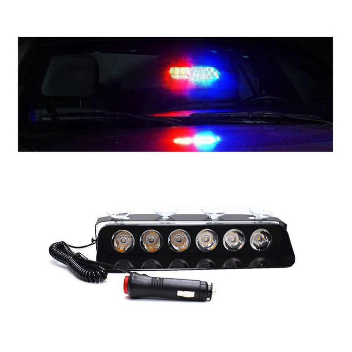 Police Heavy Duty Red and Blue Flashers Light For Dashboard WIth 6 LED - Code S6 SehgalMotors.pk