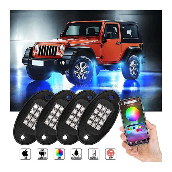 RGB LED Rock Lights Underglow Multicolor Neon Light with App Control SehgalMotors.pk