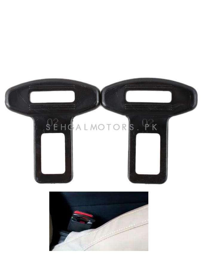 Seat Belt Clip Plastic Black - Pair - Car Safety Belt Buckle Alarm Canceler Stopper SehgalMotors.pk