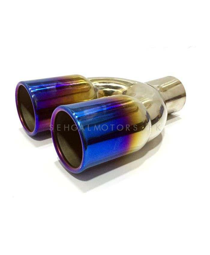 Silencer Double Pipe Burnt Tip Exhaust Silencer Muffler Tip for Jeep SehgalMotors.pk