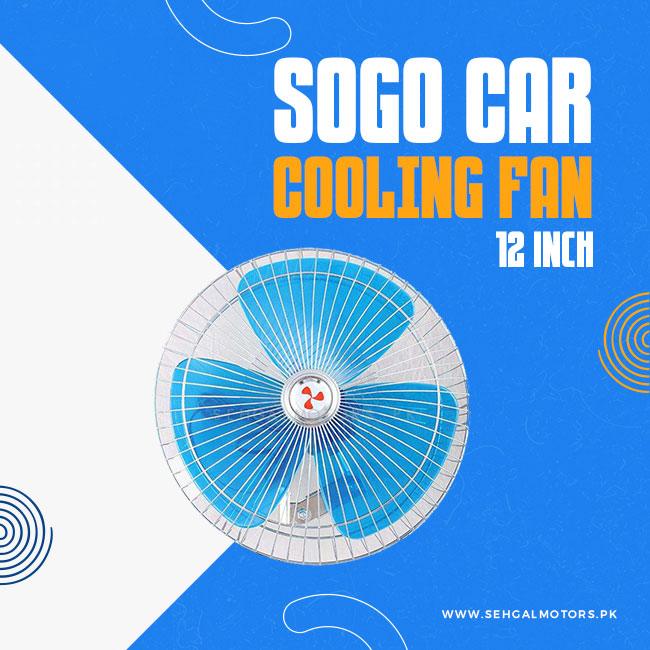 Sogo Car Fan Blue 12 inch - Cooling Fan | Car Cool Gadget | Fan Cooler | Air Vent Conditioner Fan SehgalMotors.pk