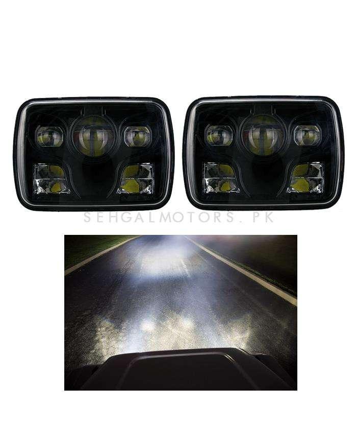 Square Jeep Headlights / Head Lamps Black - 5×7 inches SehgalMotors.pk