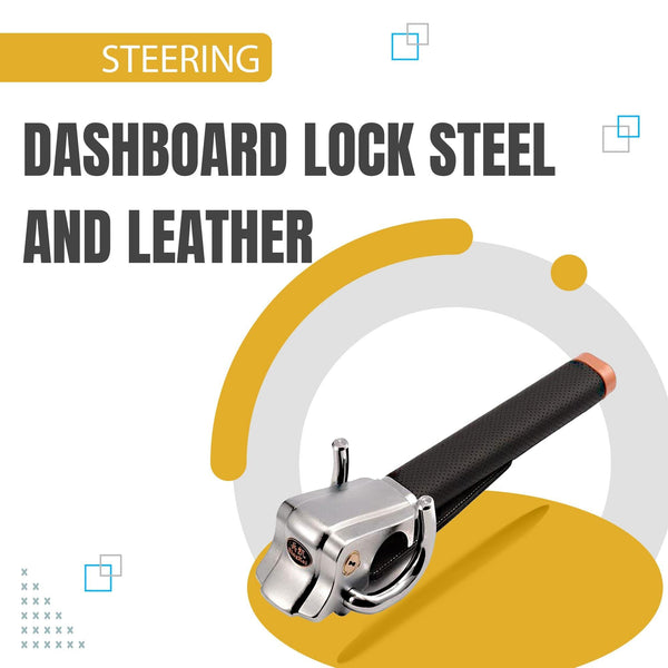 Steering Dashboard Lock Steel and Leather - PU Leather Car Steering Wheel Lock Foldable Steering Lock Useful Security Anti-Theft Car Locks SehgalMotors.pk