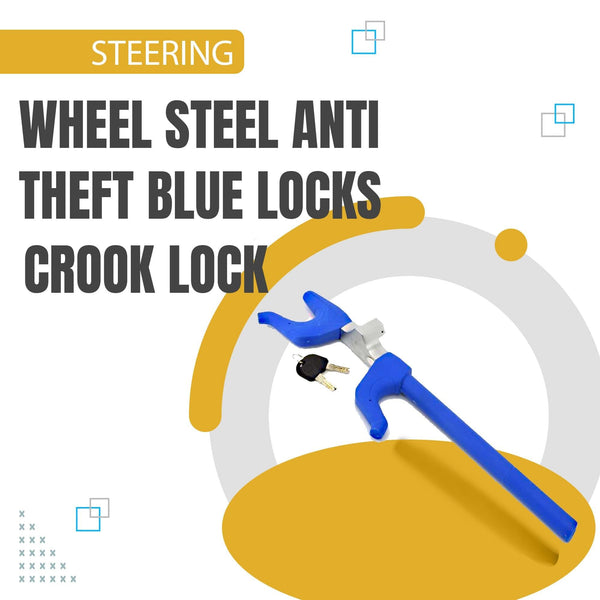 Steering Wheel Steel Anti-Theft Blue Locks Crook Lock SehgalMotors.pk