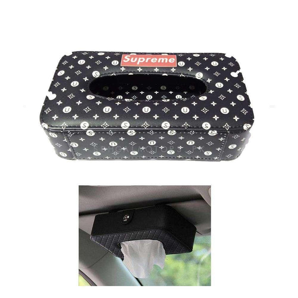 Supreme Facial Car Sun Visor / Sunshade Tissue Holder Case Box - Black SehgalMotors.pk