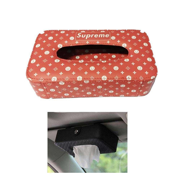 Supreme Facial Car Sun Visor / Sunshade Tissue Holder Case Box - Red SehgalMotors.pk